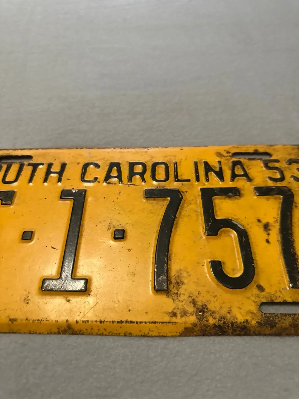 Vintage Yellow South Carolina License Plate Wall Decor